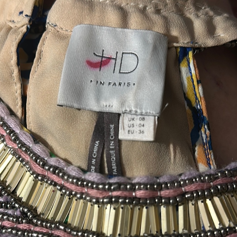 HD in Paris by Anthropologie Myacamas beaded halter maxi dress Blue & gold multi - Picture 5 of 10